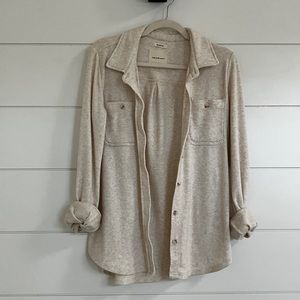 Relaxed Soft Button-Up in Heathered Cream